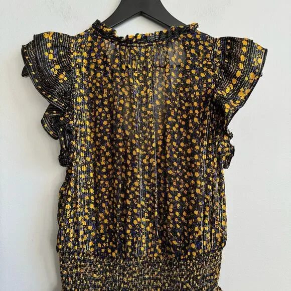 Ulla Johnson Nyssa Sleeveless Floral Silk Dress in Noir Size 0 - Picture 13 of 15